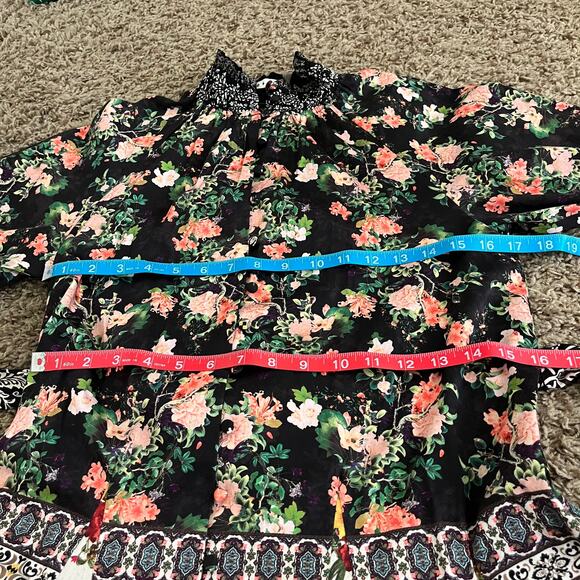 NEW Alice + Olivia Janis Mock Neck Dress Womens 4 Black Floral Mini Dream Castle - Picture 7 of 8